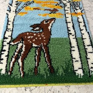 Vintage Deer Latch Hook Rug